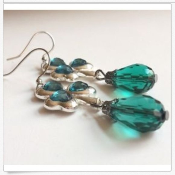 Silver Irish Shamrock Earrings Celtic St. Patricks Day Ireland Dangle Plated - Picture 4 of 10